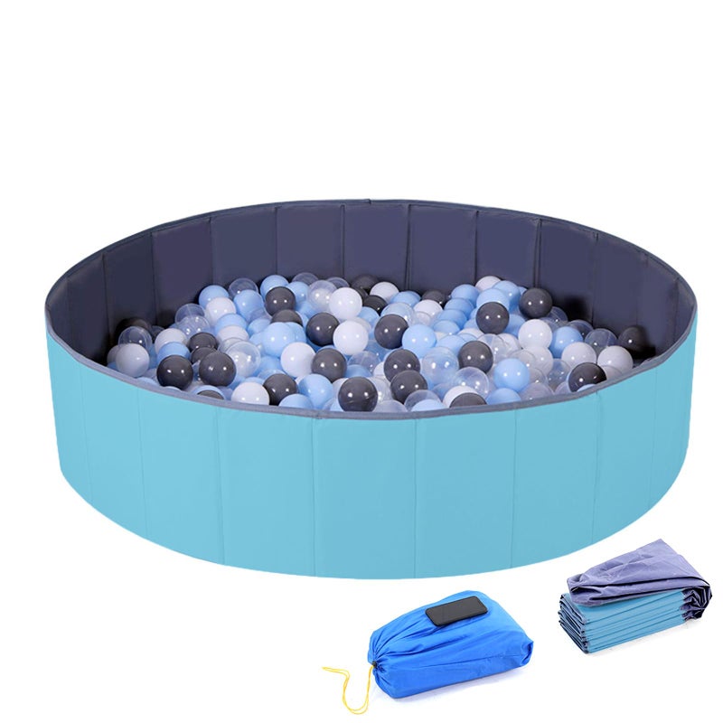 WWS 4 Feet Ball Pit for Kids/Baby Play Yard/Fence, Holds Over 600 Balls, Folding Portable, No Need Inflate, More Than 12 Sq.ft Play Space, Light Blue - Image 1